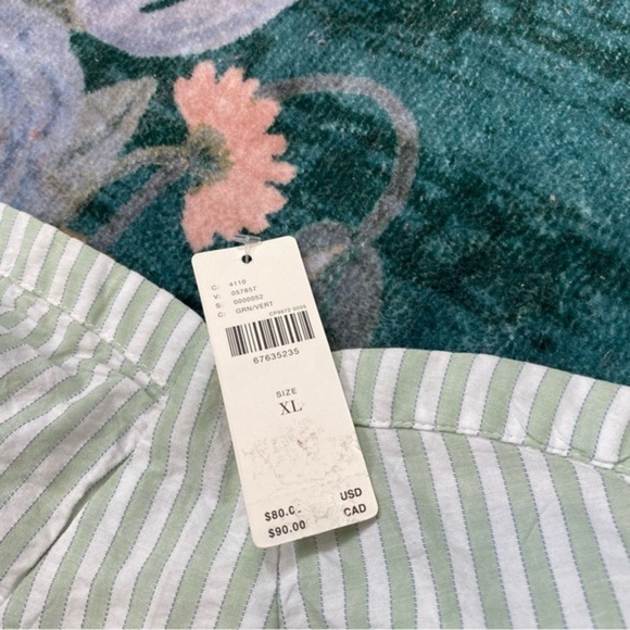 NEW Anthropologie Bustier Top Green White Striped Cropped Corset tank crop XL - Picture 4 of 15